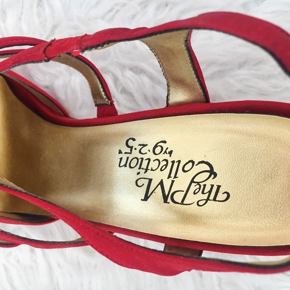The PM Collection Vintage Womens Red Strappy Heels - Picture 3 of 5